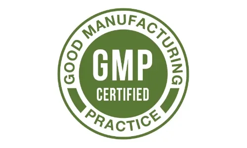 GMP certified supplement manufacturing badge